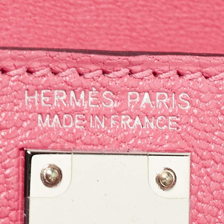 Pre Owned Hermès Rose Confetti Chevre Mysore Leather Palladium Finish Mini Kelly II Sellier 20 Bag