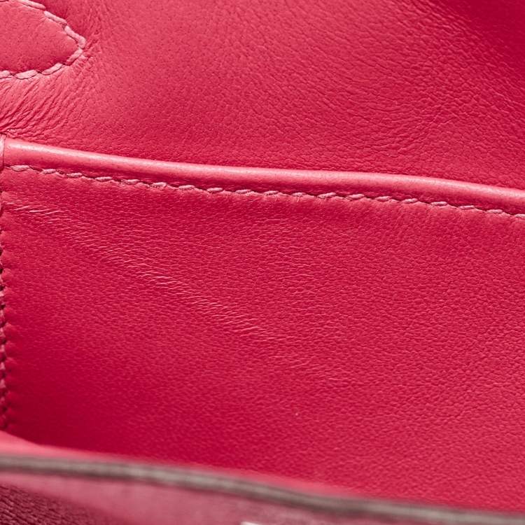 Pre Owned Hermès Rose Confetti Chevre Mysore Leather Palladium Finish Mini Kelly II Sellier 20 Bag