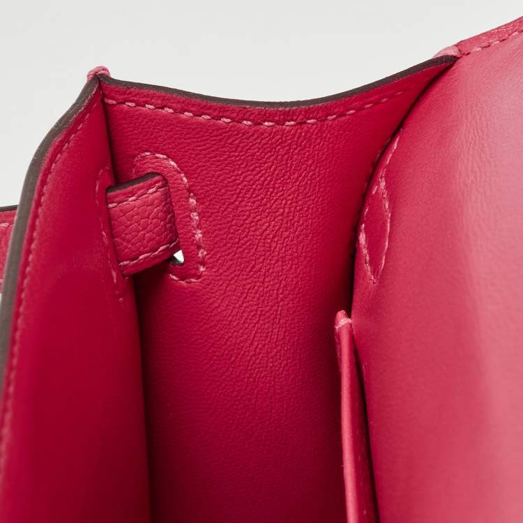 Pre Owned Hermès Rose Confetti Chevre Mysore Leather Palladium Finish Mini Kelly II Sellier 20 Bag