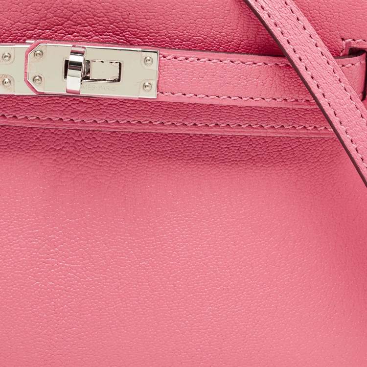 Pre Owned Hermès Rose Confetti Chevre Mysore Leather Palladium Finish Mini Kelly II Sellier 20 Bag