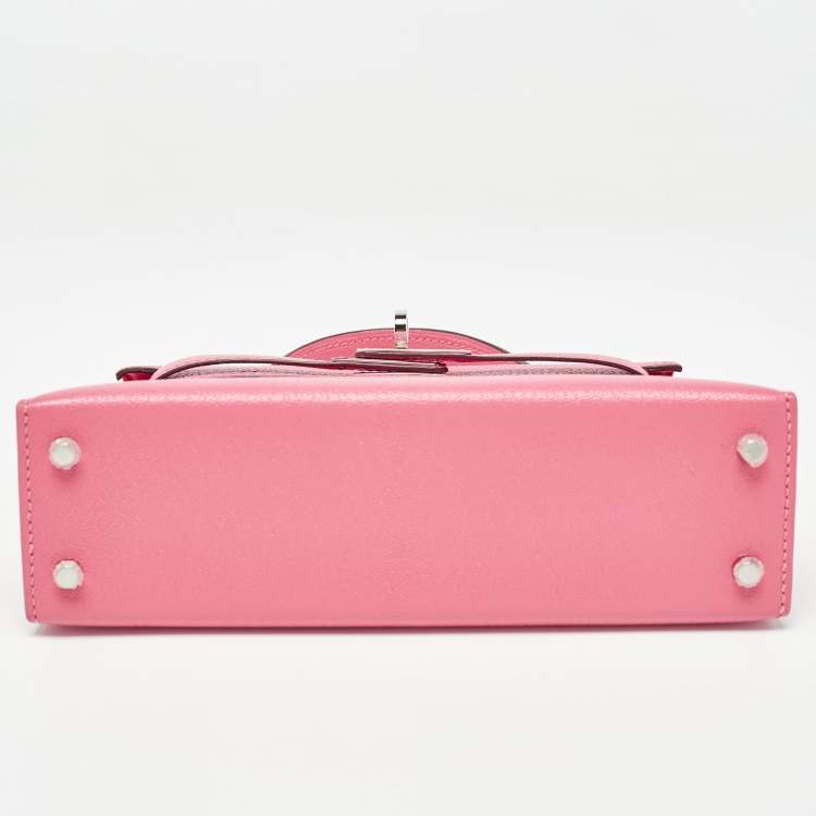 Pre Owned Hermès Rose Confetti Chevre Mysore Leather Palladium Finish Mini Kelly II Sellier 20 Bag
