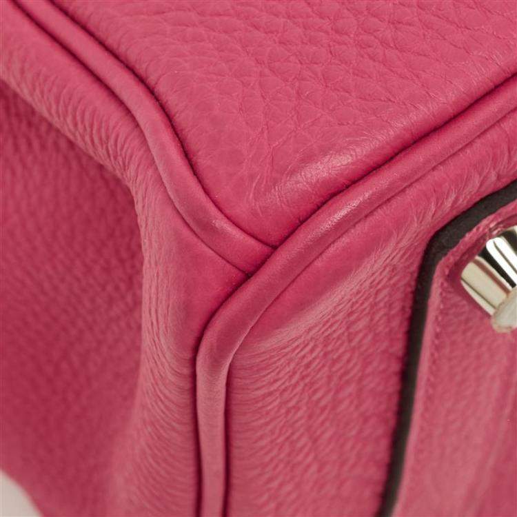 Pre Owned Hermes Pink Togo Leather Palladium Finish Birkin 25 Bag
