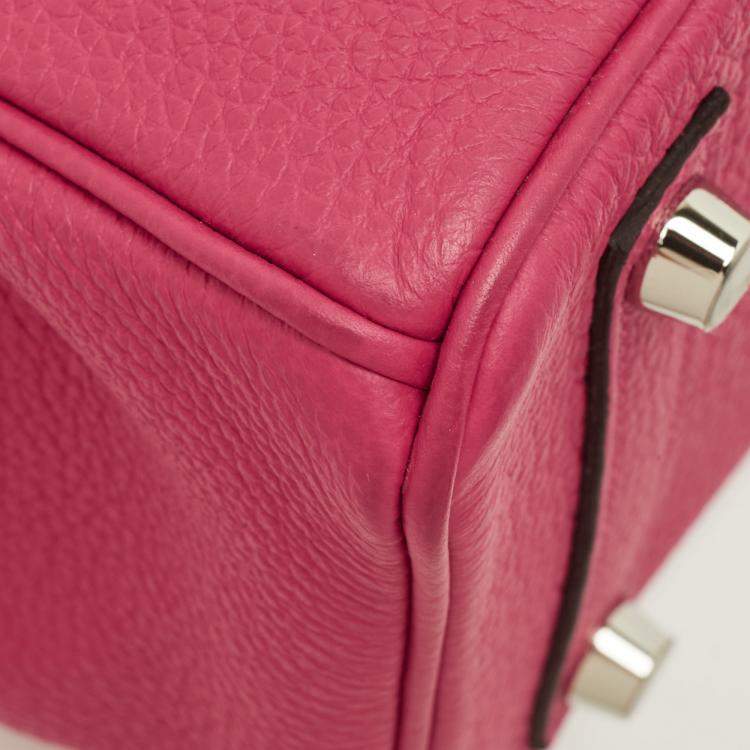 Pre Owned Hermes Pink Togo Leather Palladium Finish Birkin 25 Bag