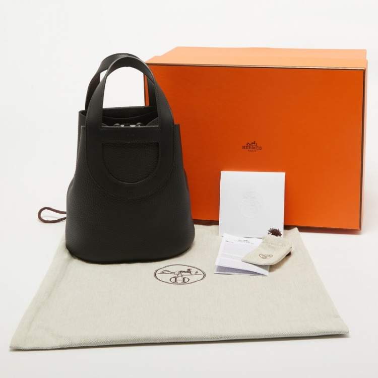 Pre Owned Hermes Noir Taurillon Clemence and Swift Leather In The Loop 18 Bag