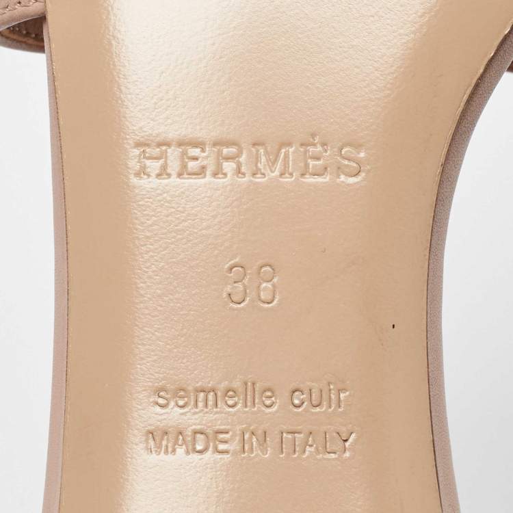 Pre Owned Hermes Pink Leather Oasis Slide Sandals Size 38