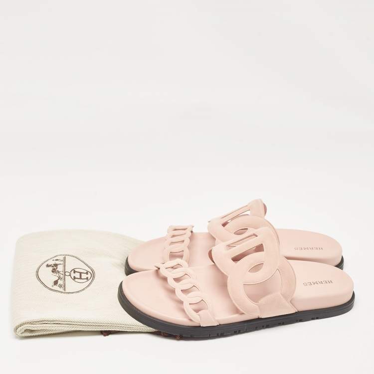 مملوكة مسبقًا Hermes Pink Suede Extra Flat Sandals Size 39