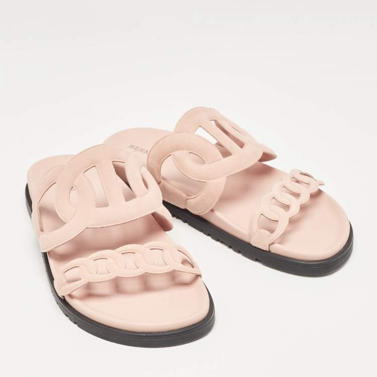مملوكة مسبقًا Hermes Pink Suede Extra Flat Sandals Size 39