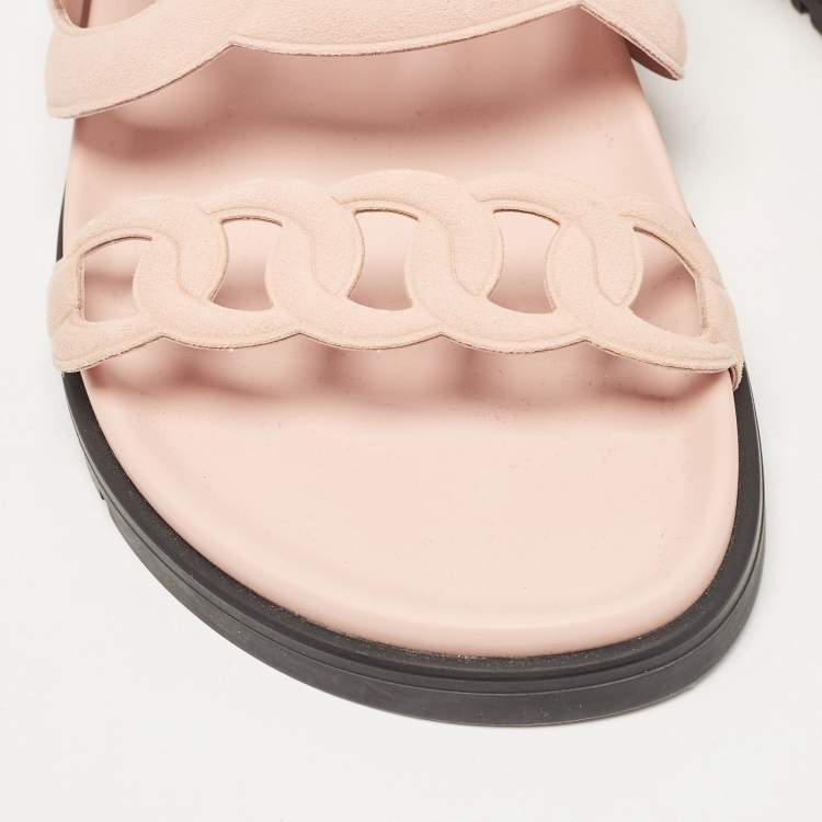 مملوكة مسبقًا Hermes Pink Suede Extra Flat Sandals Size 39