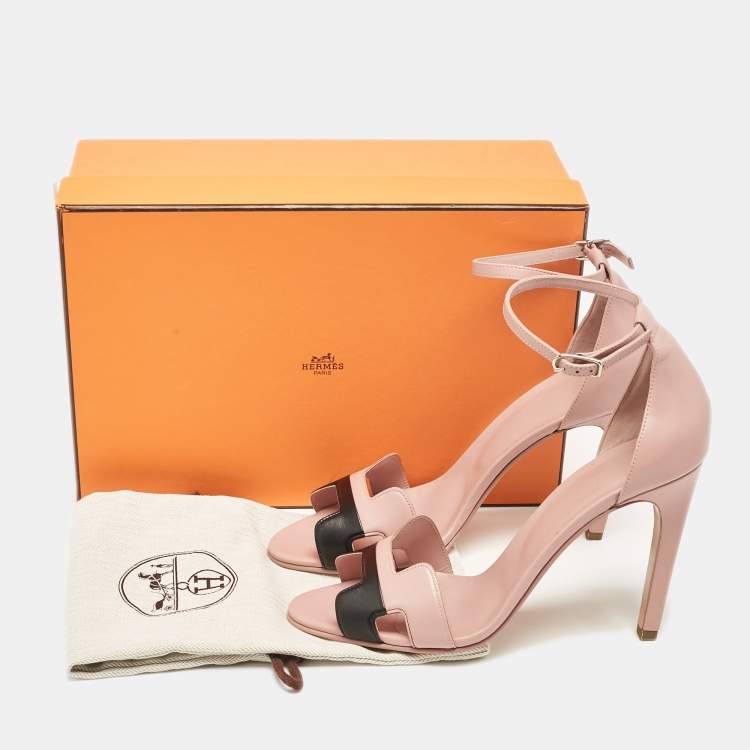 Pre Owned Hermes Beige Leather Premiere 70 Ankle Strap Sandals 40.5 