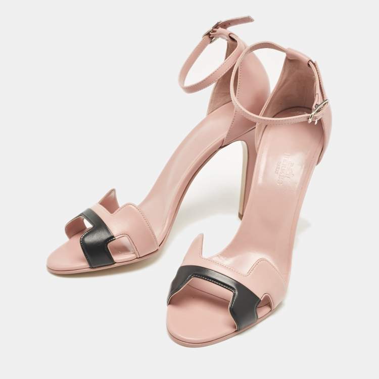 Pre Owned Hermes Beige Leather Premiere 70 Ankle Strap Sandals 40.5 