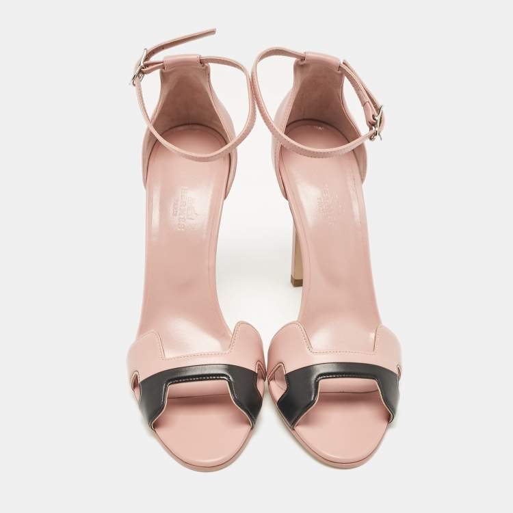 Pre Owned Hermes Beige Leather Premiere 70 Ankle Strap Sandals 40.5 