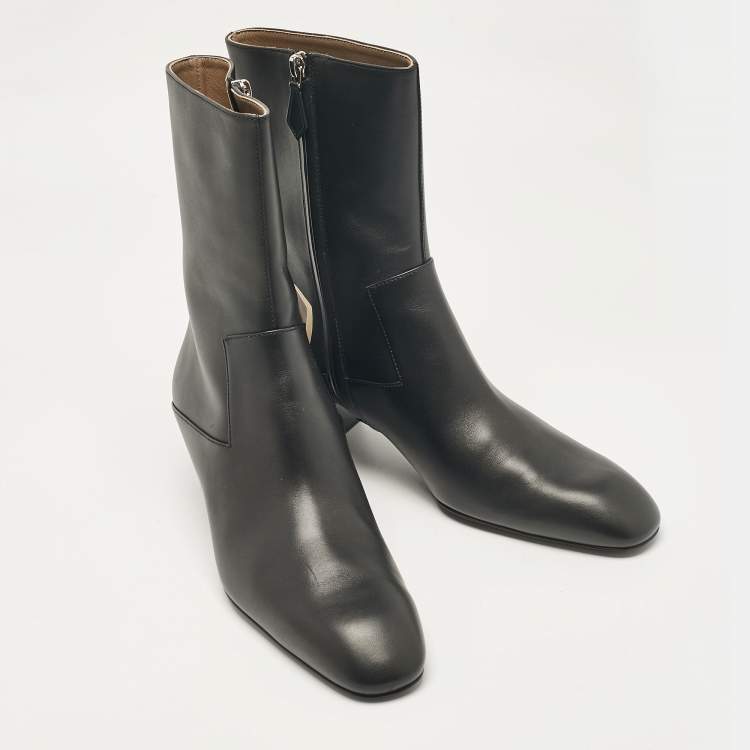 Pre Owned Hermes Black Leather Sommet Ankle Boots Size 40