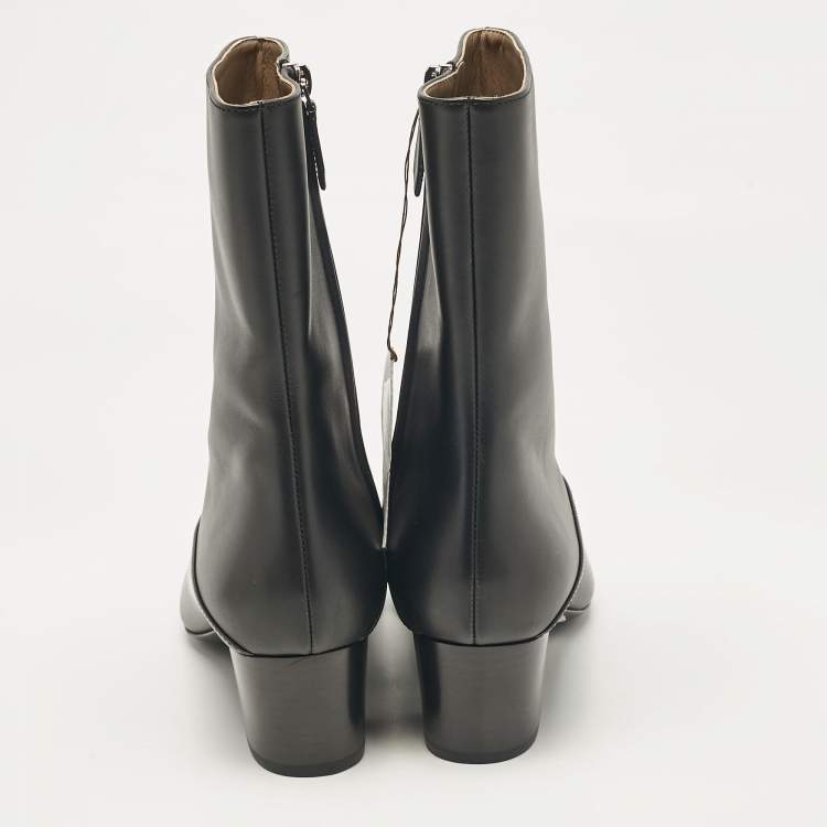 Pre Owned Hermes Black Leather Sommet Ankle Boots Size 40