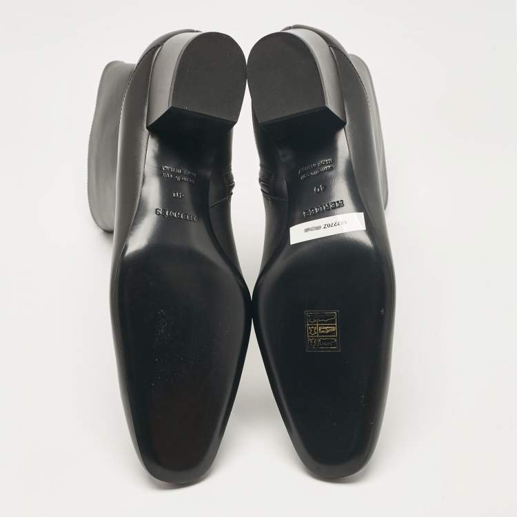 Pre Owned Hermes Black Leather Sommet Ankle Boots Size 40