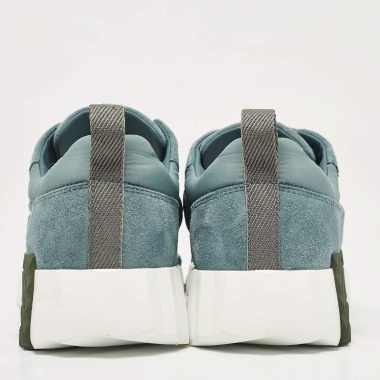 Pre Owned Hermès Blue Suede and Fabric Bouncing Sneakers Size 37.5