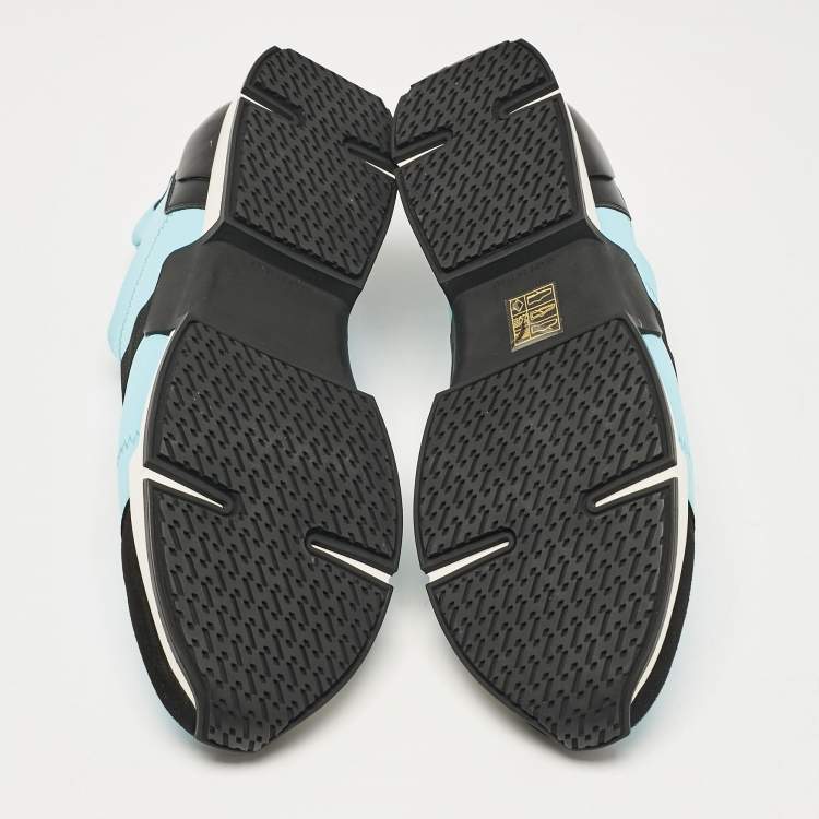 Pre Owned Hermes Blue/Black Neoprene and Suede Run Sneakers Size 40