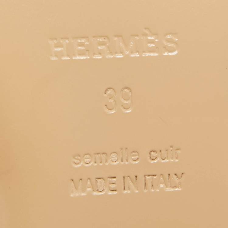 Pre Owned Hermès Brown Canvas and Leather Oz Flat Mules Size 39