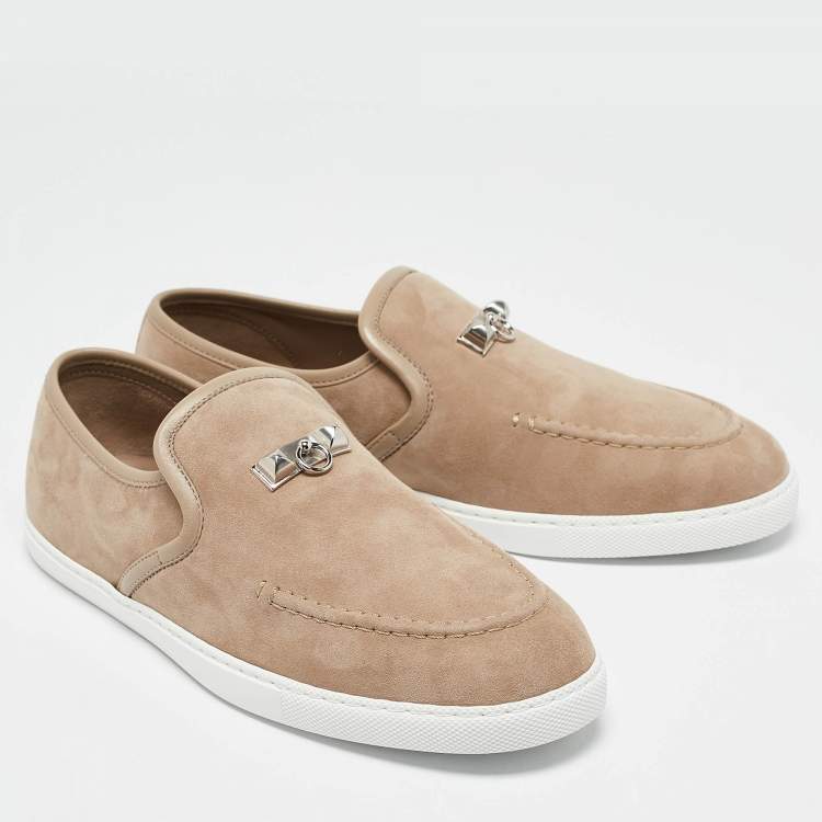 Pre Owned Hermès Beige Suede Jour Loafers Size 39.5