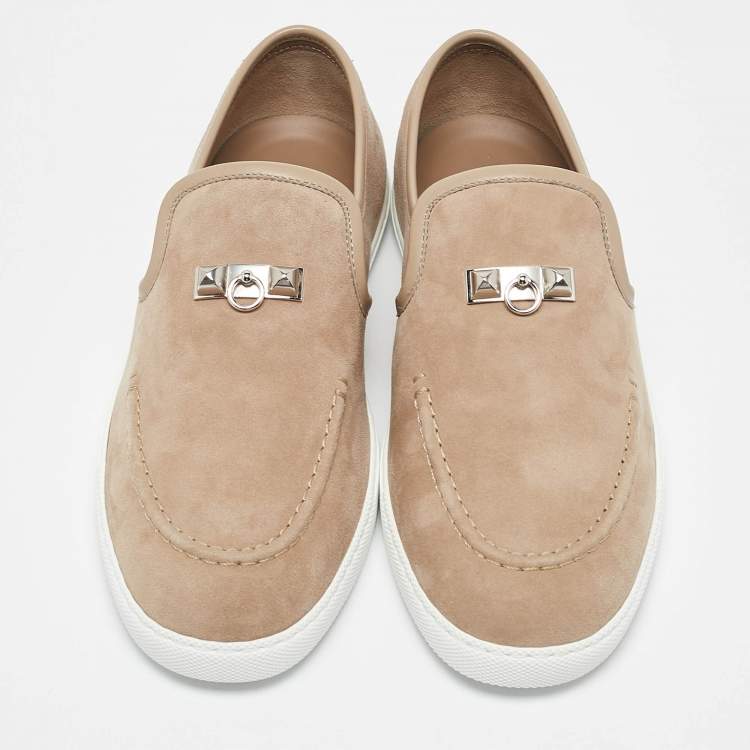 Pre Owned Hermès Beige Suede Jour Loafers Size 39.5