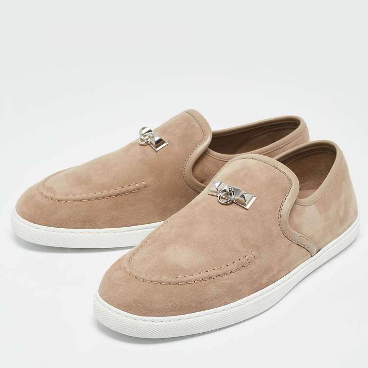 Pre Owned Hermès Beige Suede Jour Loafers Size 39.5