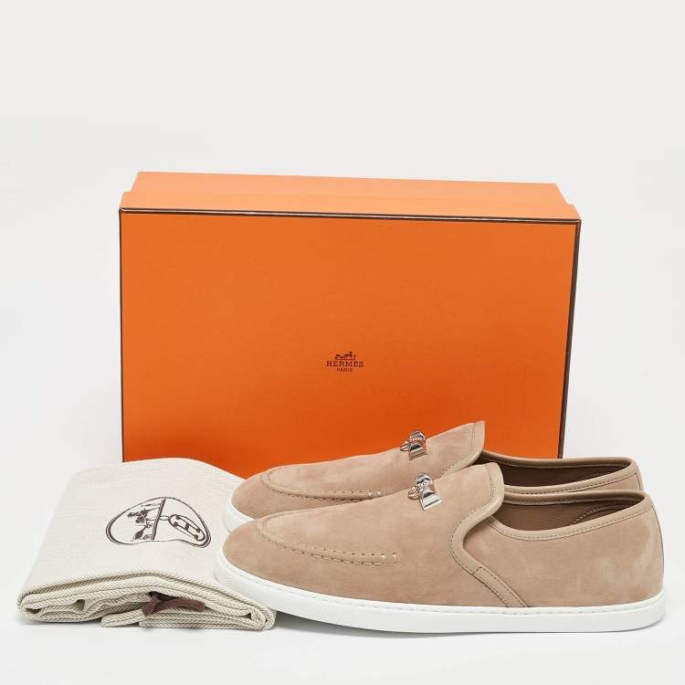 Pre Owned Hermès Beige Suede Jour Loafers Size 39.5