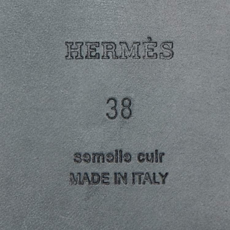 مملوكة مسبقًا Hermes Black Leather Oran Flat Slide Sandals Size 38