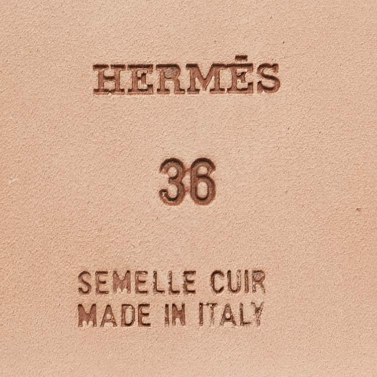 Pre Owned Hermes Beige Lizard Oran Slide Sandals Size 36