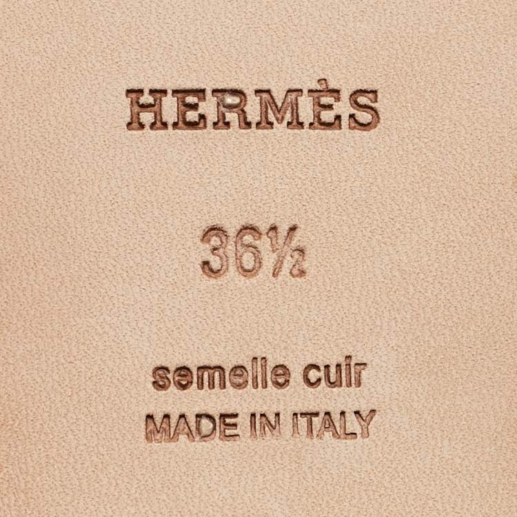 Pre Owned Hermes Red Leather Oran Slide Sandals Size 36.5