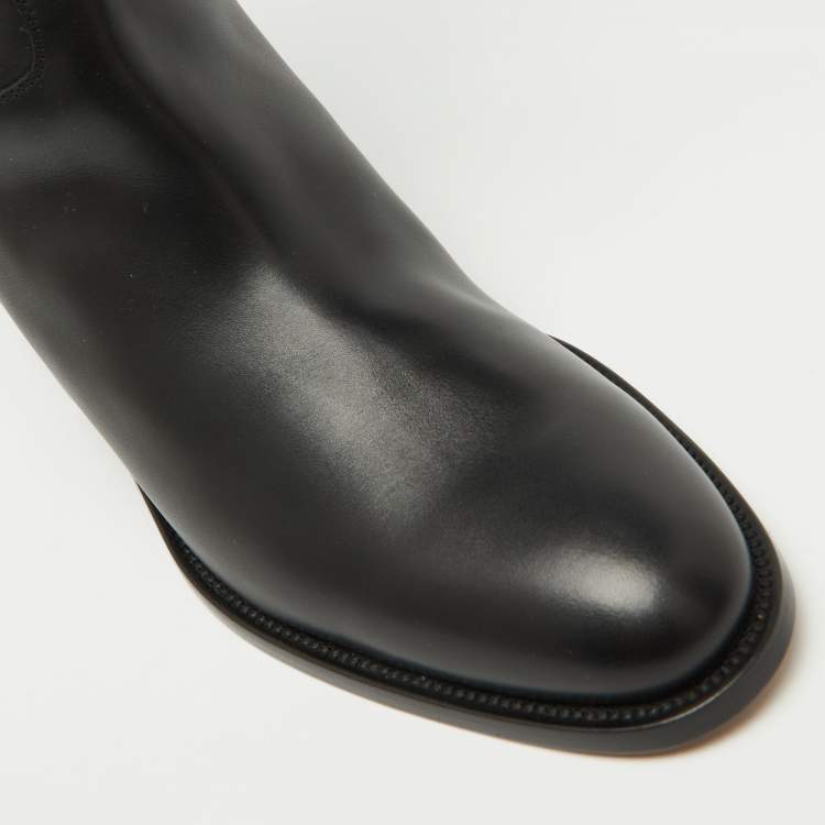 Pre Owned Hermès Black Leather H Jumping Knee Length Boots Size 40