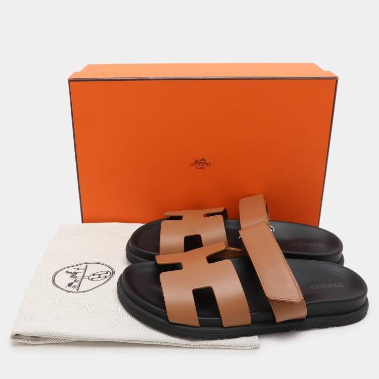 Pre Owned Hermes Brown Leather Chypre Sandals Size 37