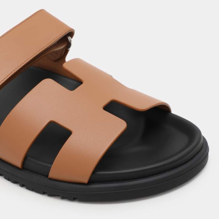 Pre Owned Hermes Brown Leather Chypre Sandals Size 37