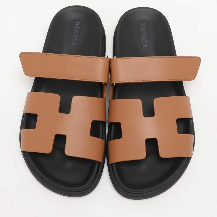 Pre Owned Hermes Brown Leather Chypre Sandals Size 37