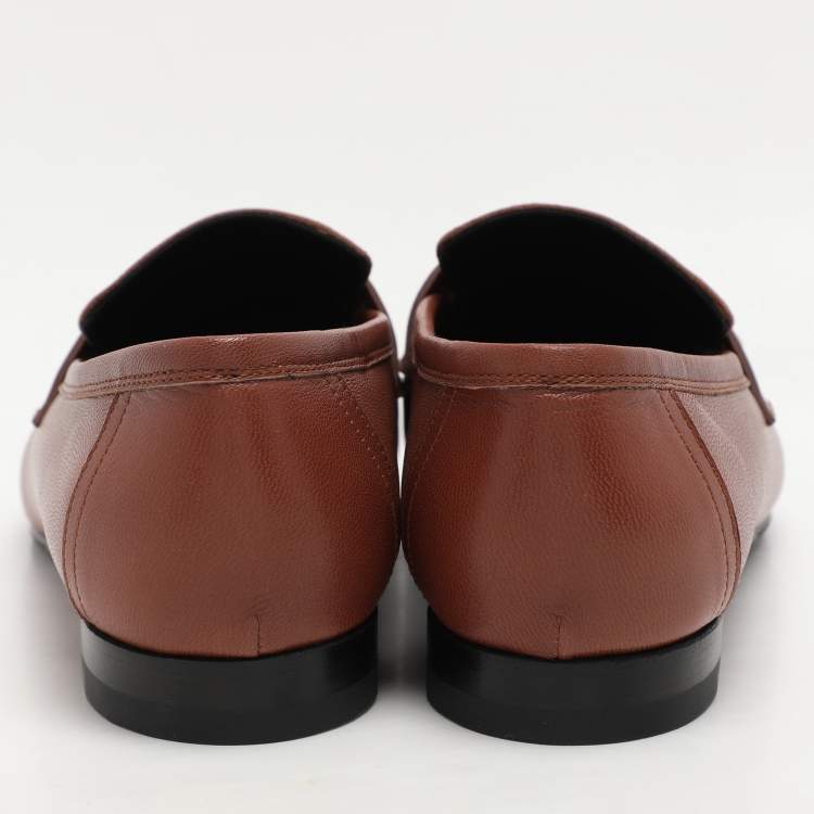 Pre Owned Hermes Brown Leather Royal Loafers & Moccasins Size 39