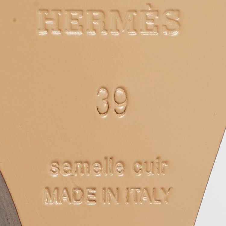 مملوكة مسبقًا Hermes Brown Leather Legend Wedge Sandals Size 39