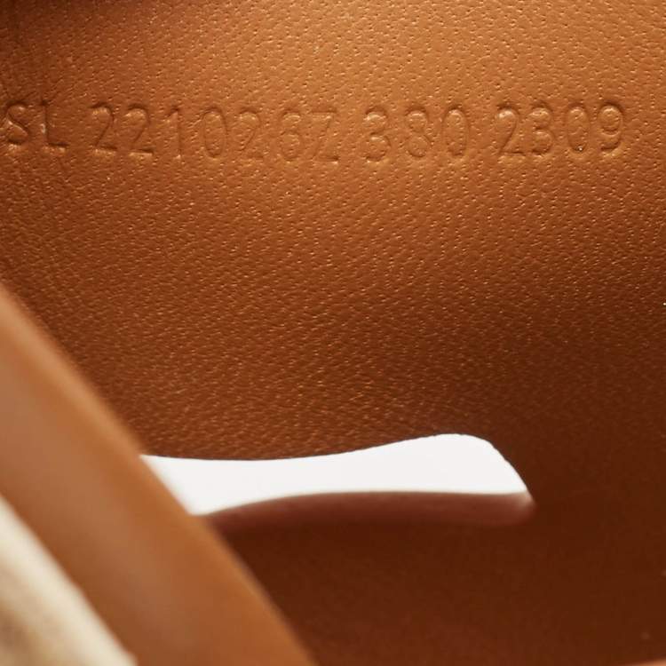 Pre Owned Hermes Brown Leather Eze Platform Cork Wedge Sandals Size 38