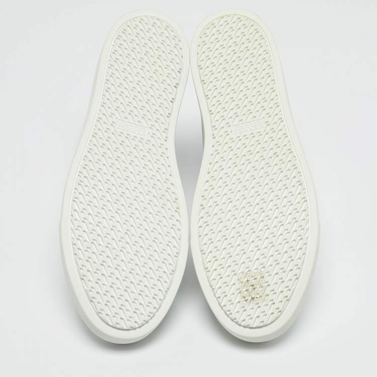 Pre Owned Hermes White Perforated Leather Jimmy High Top Sneakers Size 39