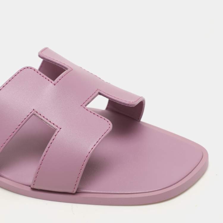 Pre Owned Hermes Bruyère Leather Oran Flat Sandals Size 41.5
