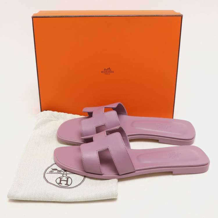 Pre Owned Hermes Bruyère Leather Oran Flat Sandals Size 41.5