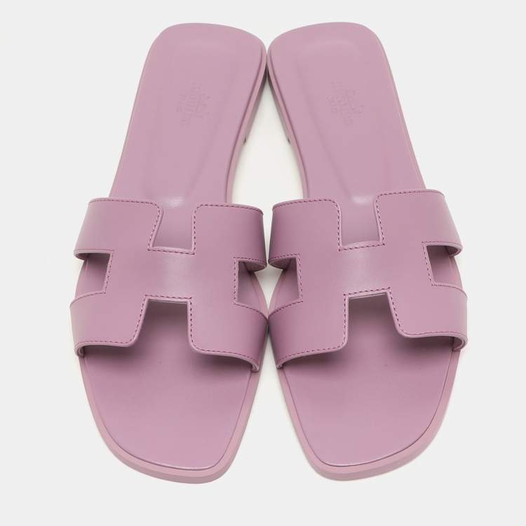 Pre Owned Hermes Bruyère Leather Oran Flat Sandals Size 41.5
