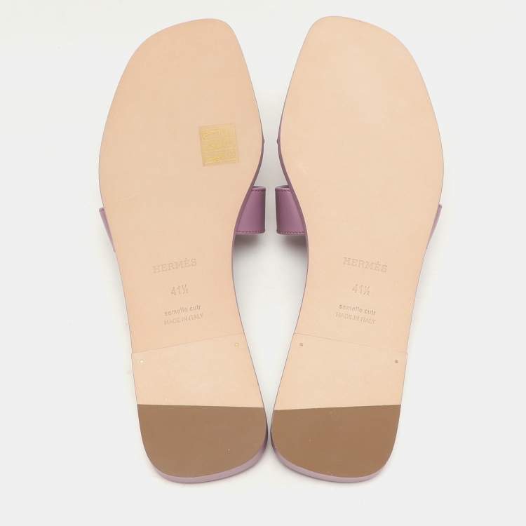 Pre Owned Hermes Bruyère Leather Oran Flat Sandals Size 41.5