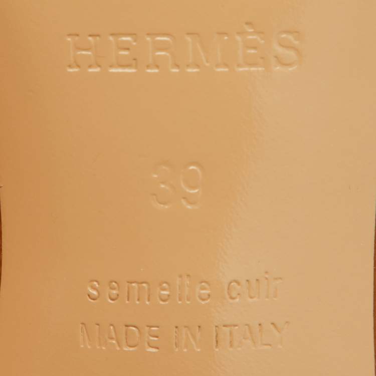 Pre Owned Hermès Brown Leather Oasis Slide Sandals Size 39
