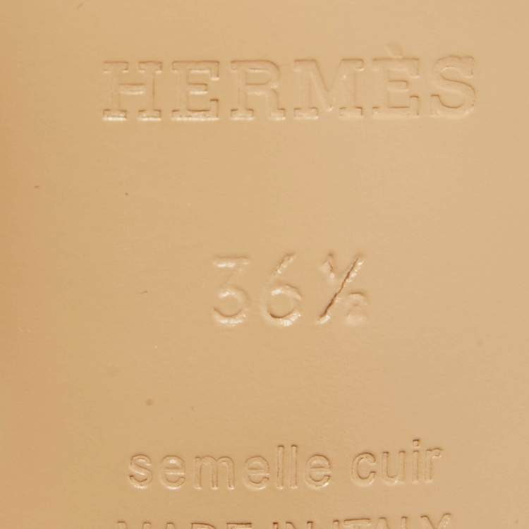 Pre Owned Hermes Brown/White Leather Oasis Slide Sandals Size 36.5