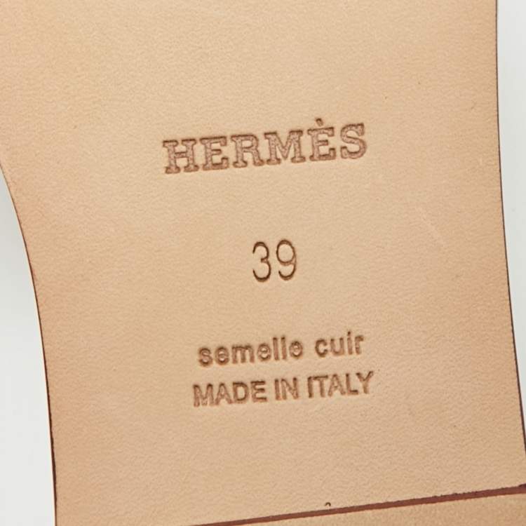 Pre Owned Hermès Burgundy Leather Oran Flat Slides Size 39
