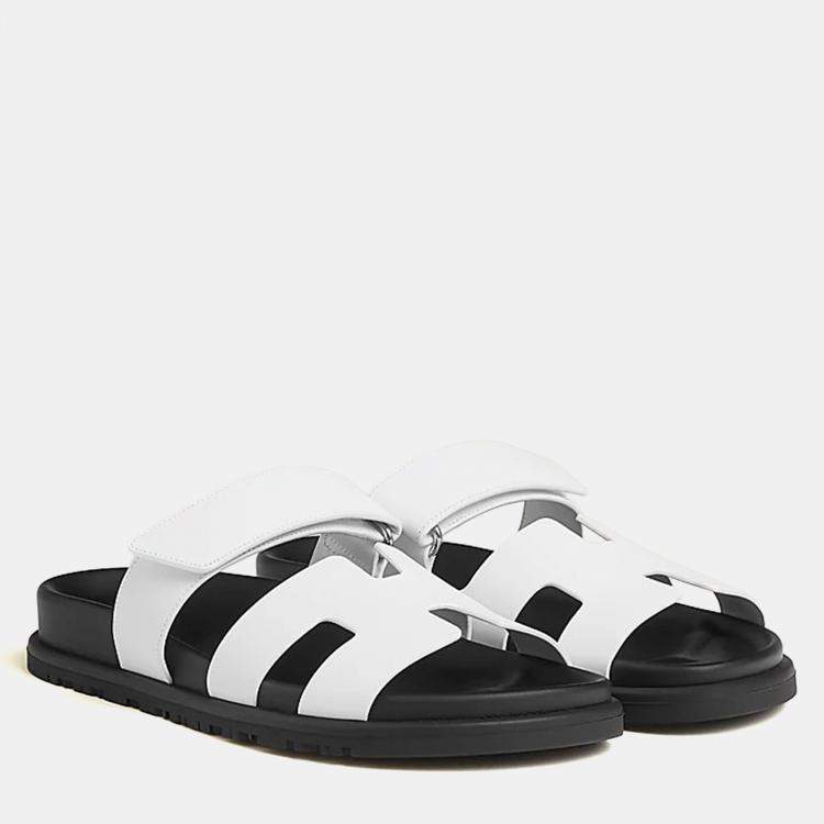 Pre Owned Hermes Chypre Sandal Size 37 Blanc Calfskin