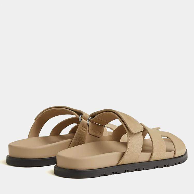 Pre Owned Hermes Chypre Sandal Size 36 Beige Lin Calfskin 