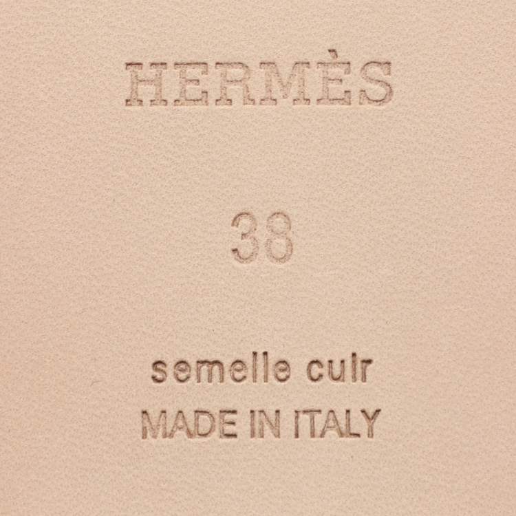 مملوكة مسبقًا Hermès Pink Leather Oran Flats Slides Size 38