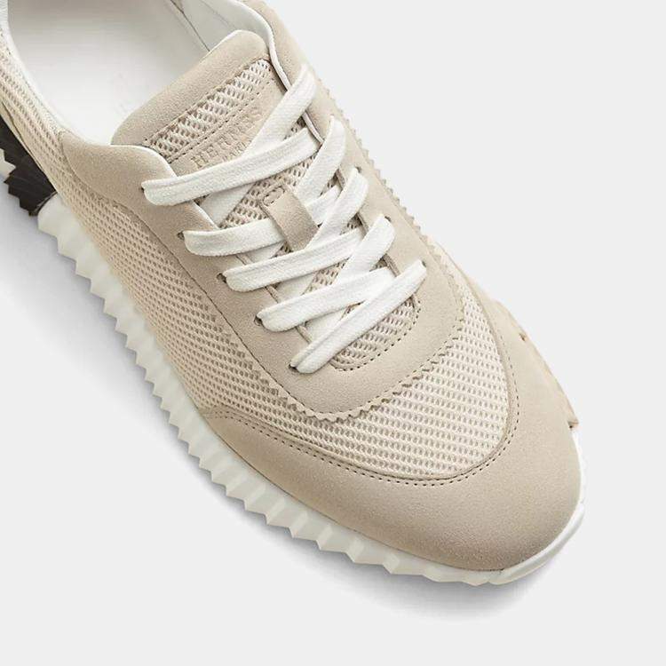 Pre Owned Hermes Bouncing Size 38 Beige Glaise Mesh/Suede Sneakers