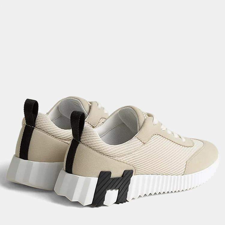 Pre Owned Hermes Bouncing Size 38 Beige Glaise Mesh/Suede Sneakers