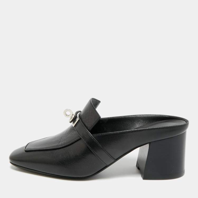 Pre Owned Hermès Blossom Size 35 Black Leather Mules