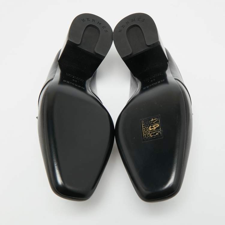 Pre Owned Hermès Blossom Size 35 Black Leather Mules